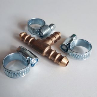 3 way "T" connector for gas hose with worm drive clips