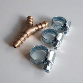 3 way "Y" connector for gas hose   worm drive clips