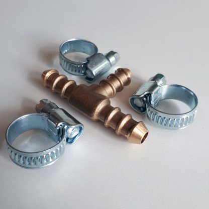 3 way "T" connector for gas hose with worm drive clips