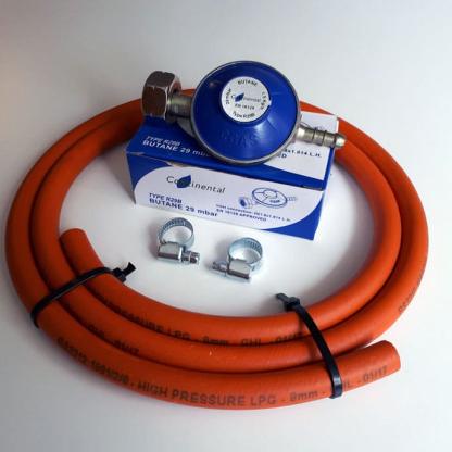Butane gas regulator   high pressure hose & worm drive clips
