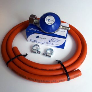Butane gas regulator   high pressure hose & worm drive clips