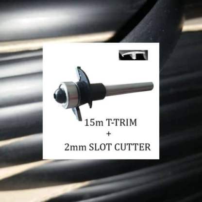 15 meters Black single lip t trim   2mm slot cutter
