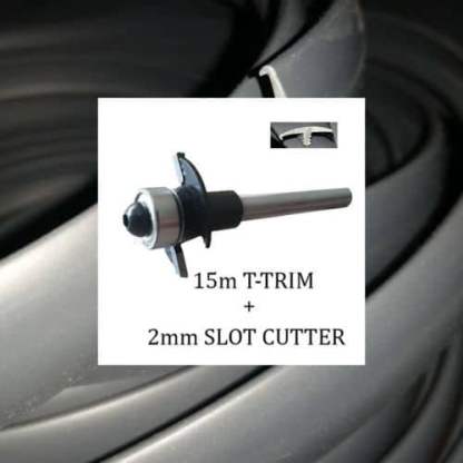 15 meters Dark Gray single lip t trim   2mm slot cutter