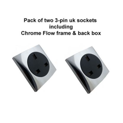 Berker Twin pack of 2 single 240v sockets & 2 Chrome fascia plates.