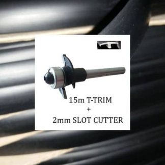 15 meters Black single lip t trim   2mm slot cutter