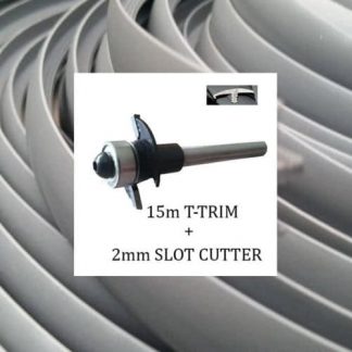15 meters Silver single lip t trim   2mm slot cutter