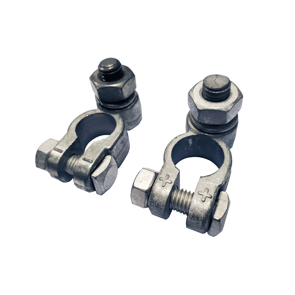 Heavy Duty Battery Terminals + & - (Pair) Tin plated brass