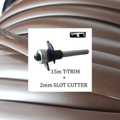 15 meters Brown single lip t trim + 2mm slot cutter