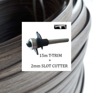 15 meters Cherry Woodgrain single lip t trim + 2mm slot cutter