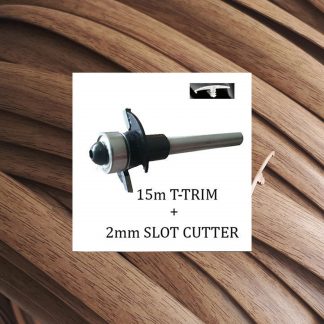 15 meters Pecan Woodgrain single lip t trim + 2mm slot cutter