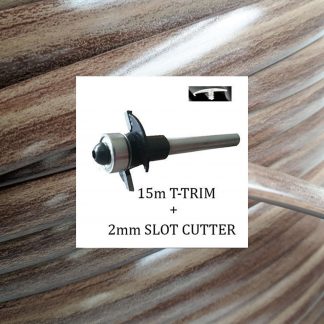 15 meters Plum Woodgrain single lip t trim + 2mm slot cutter