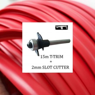 15 meters Red single lip t trim + 2mm slot cutter