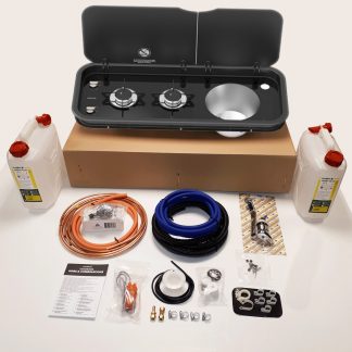 Thetford Topline 111 Double Burner Hob and Right-Hand Sink with Cold Water Installation Kit