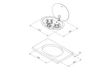 CAN Oval 2 burner stainless steel hob + Truma bulkhead installation kit - Image 2