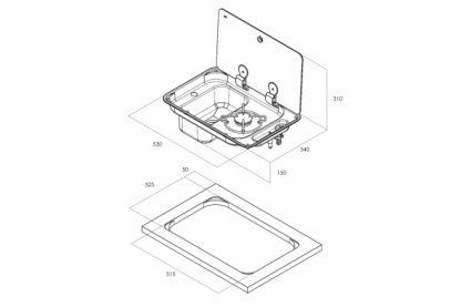 Can Sink & Hob (left hand sink) FL1324 + GOK bulkhead installation Kit - Image 2