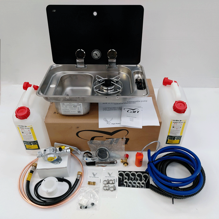 Can Sink & Hob (left hand sink) FL1324 + GOK bulkhead installation Kit