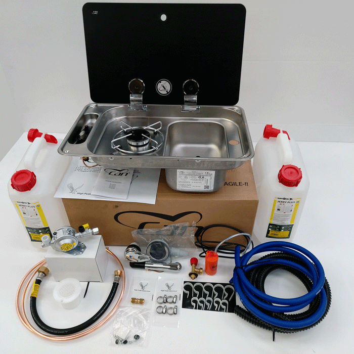 Can Sink & Hob (Right hand sink) FL1323 +GOK bulkhead installation Kit