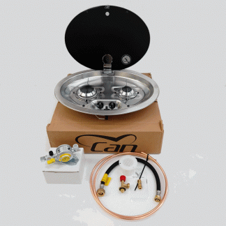 CAN Oval 2 burner stainless steel hob + Truma bulkhead installation kit