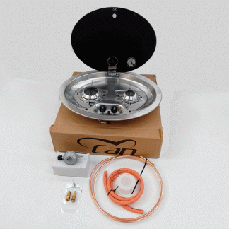 CAN Oval 2 burner stainless steel hob + Standard Installation kit