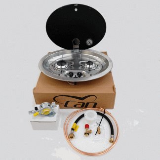 CAN Oval 2 burner stainless steel hob + Truma bulkhead installation kit