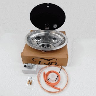 CAN Oval 2 burner stainless steel hob + Standard Installation kit