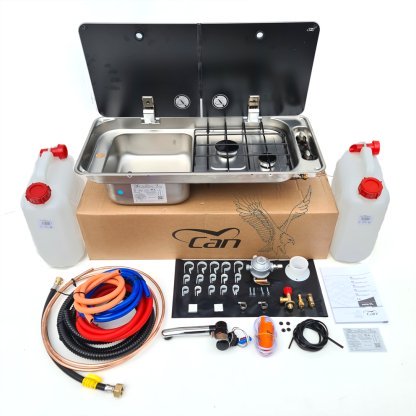 Can FL1402 LH Double Burner Hob/ Sink with Hot/Cold Kit