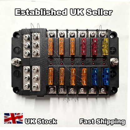 12volt 12-way Fuse Holder with Bus Bar - Image 2