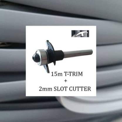 15 meters Mid Gray single lip t trim   2mm slot cutter