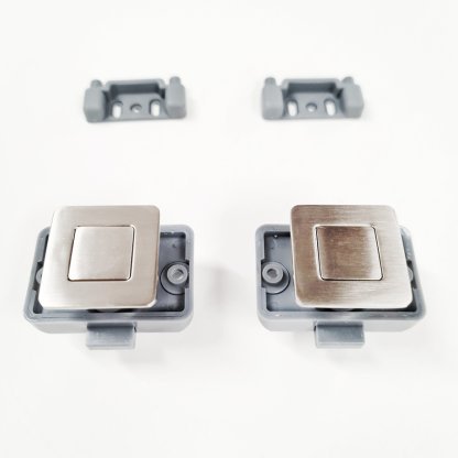 Brushed Nickel Square push Lock - Flush Fit - Image 5
