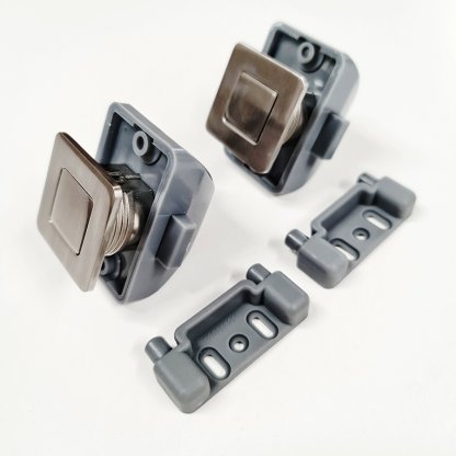 Brushed Nickel Square push Lock - Flush Fit - Image 4