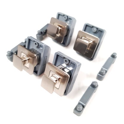 Brushed Nickel Square push Lock - Flush Fit - Image 6