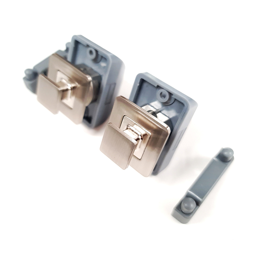 Brushed Nickel Square push Lock - Flush Fit - Image 3