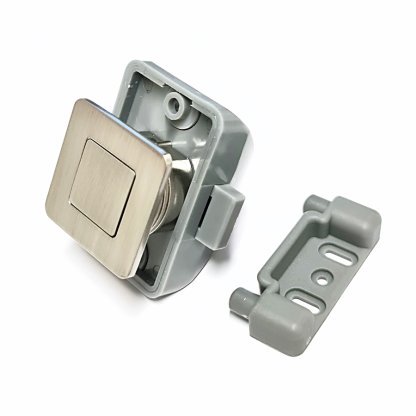 Brushed Nickel Square push Lock - Flush Fit - Image 2
