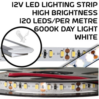 12v LED STRIP - 120 LEDS/m - 6000k Daylight - High Brightness