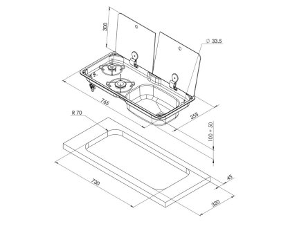 Can FL1765 RH Double Burner Hob/ Sink with Cold Kit - Image 2