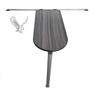 Campervan Table - Curved, complete with Folding Table Leg and Sliding Table Kit