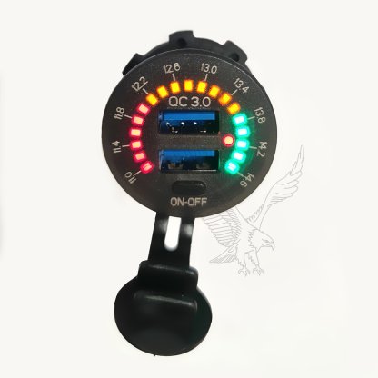 12V QC3.0 Dual USB Car Fast Charger Socket Power Outlet LED Voltmeter - Image 2