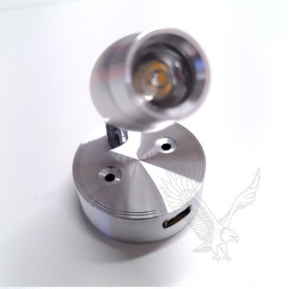 Vega 3w Touch Spotlight with 2amp USB Socket - Silver - Image 2