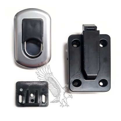 Rounded Locker Catch - Chrome / Black Finish
