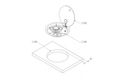 CAN FC1345 - 1 Burner Stainless steel hob with standard installation kit - Image 2