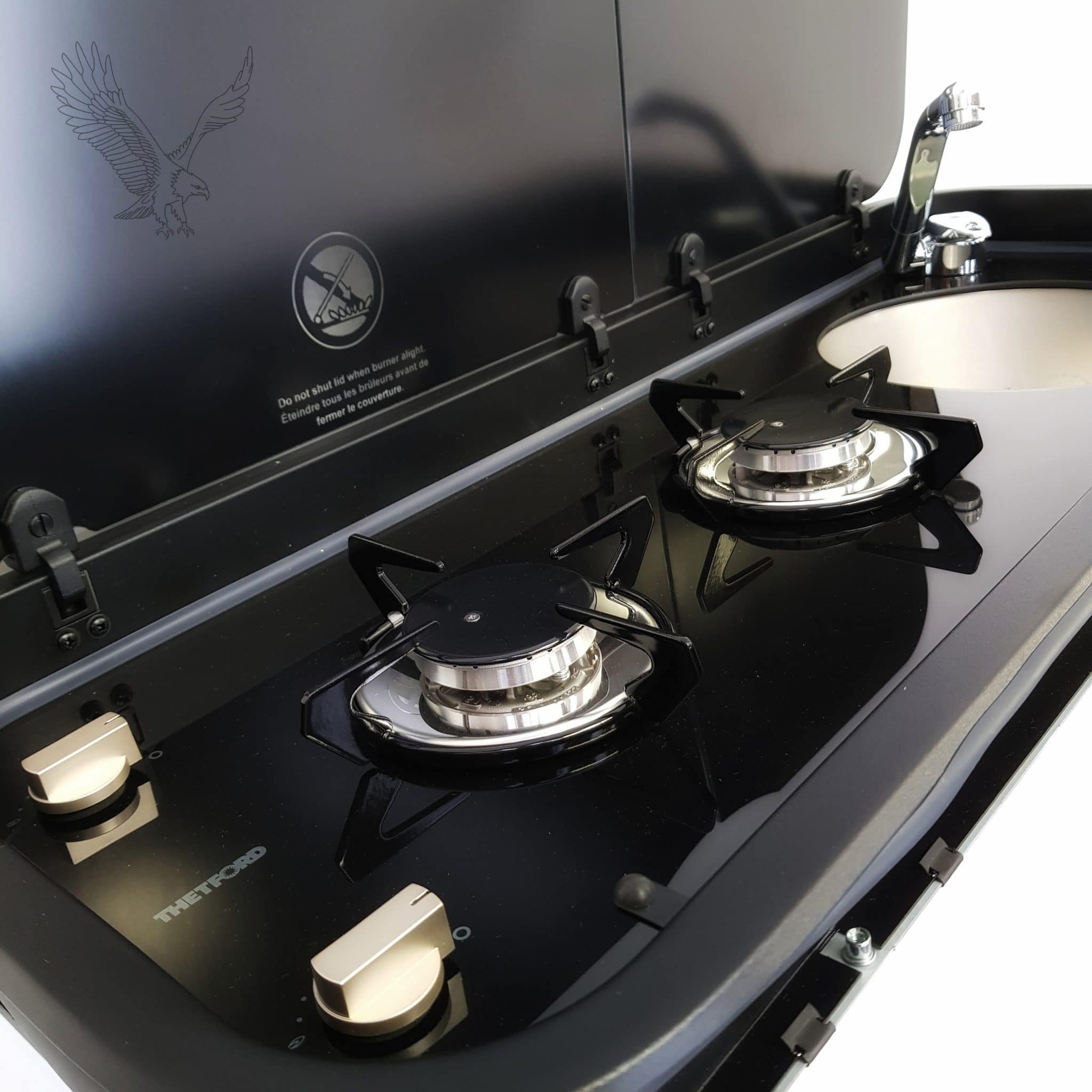 Thetford Topline 111 Double Burner Hob and Right-Hand Sink with Hot/Cold Water Installation Kit - Image 2