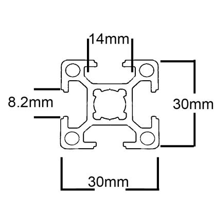 30 x 30 (3030) Aluminium T-Slot Profile Anodised / Silver - Image 2
