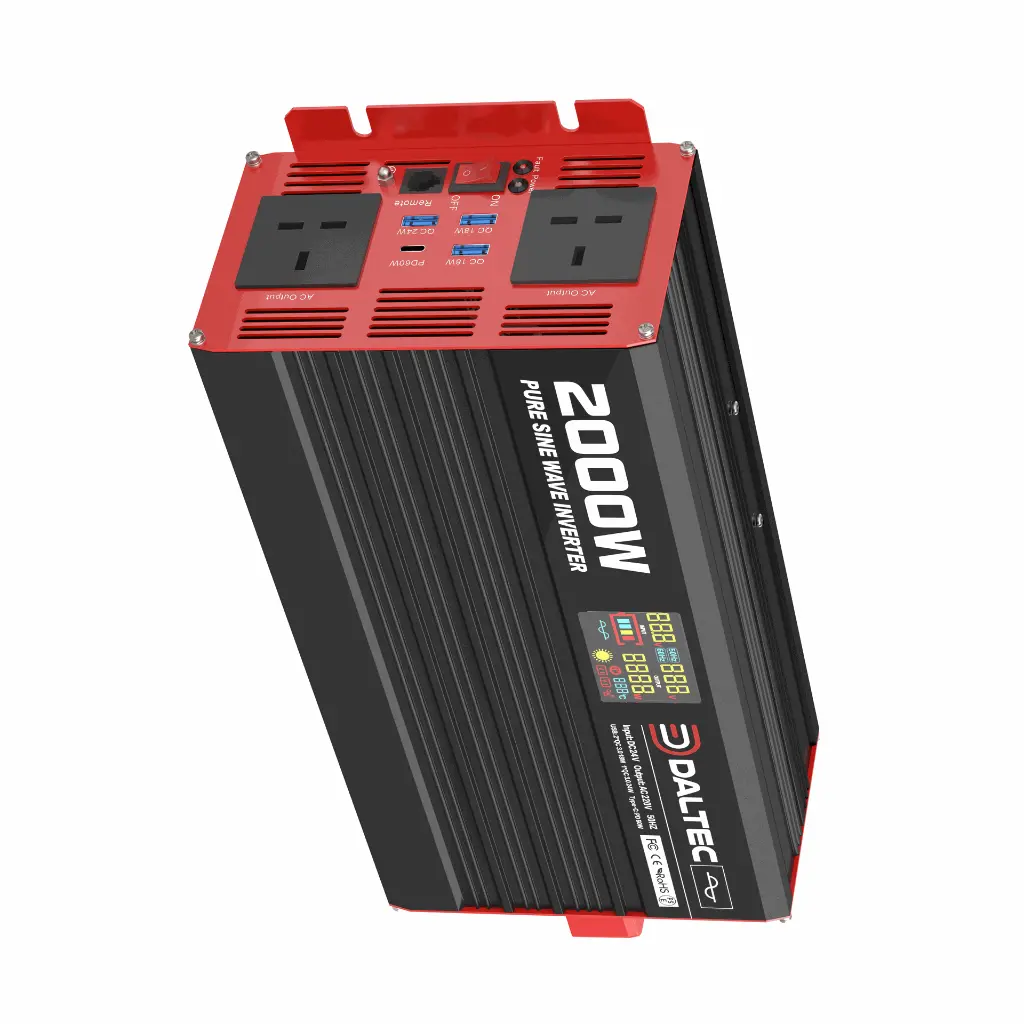 2000W 12V PURE SINE WAVE POWER INVERTER WITH REMOTE CONTROL AND FREE SCREEN - Image 3