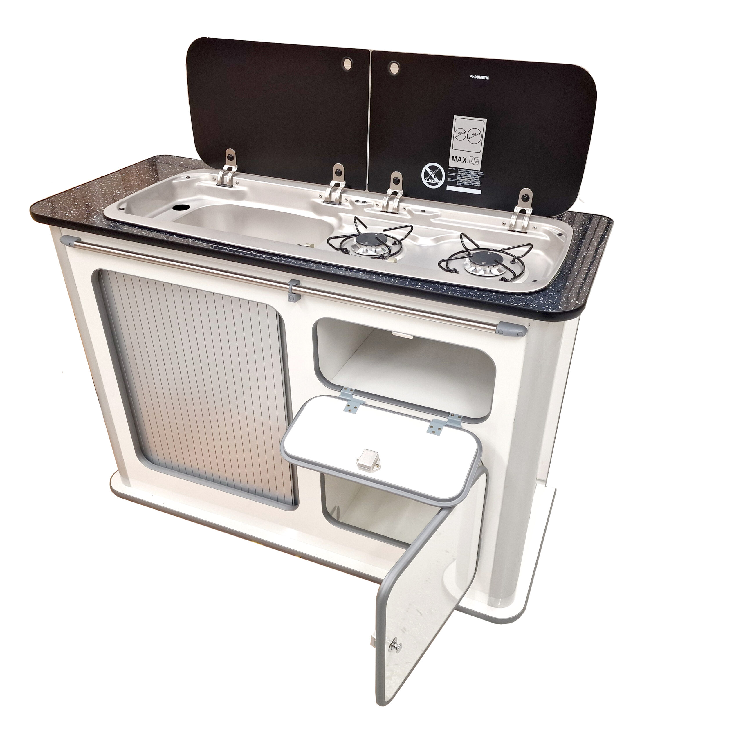 "The Trafalgar" in Gloss White with 9222 LH Sink Hob and Installation Kit